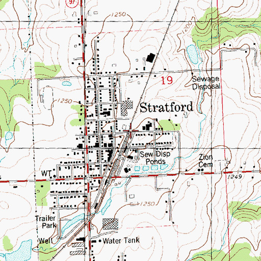 Topographic Map of Marathon County Public Library Stratford Branch, WI
