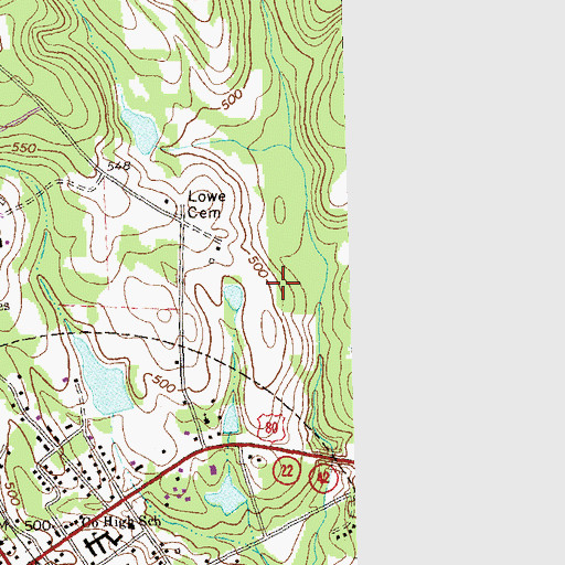 Topographic Map of Old Knoxville Cemetery, GA