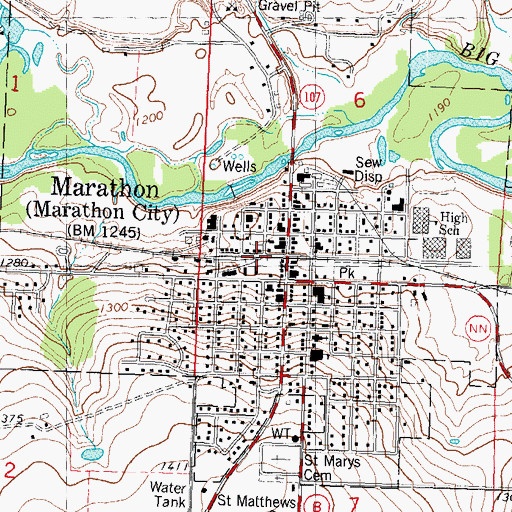 Topographic Map of Marathon County Public Library Marathon City Branch, WI