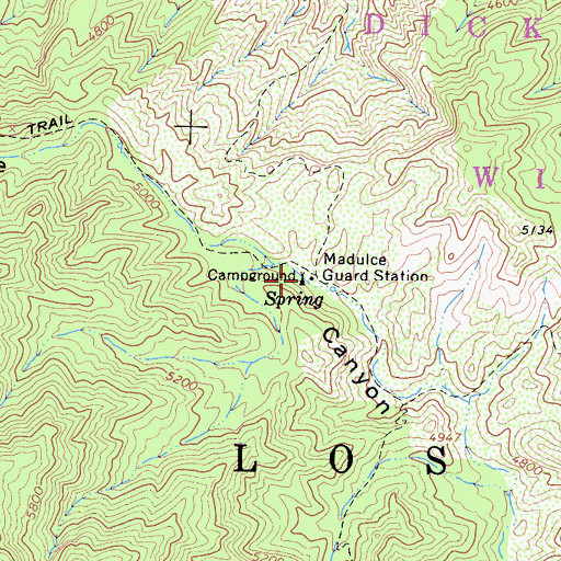 Topographic Map of Madulce Guard Station, CA