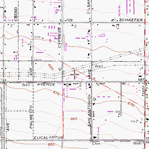 Topographic Map of C W Farm, CA