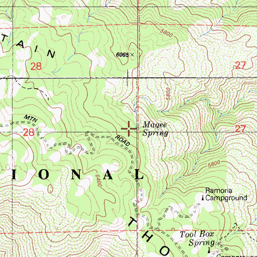 Topographic Map of Magee Spring, CA