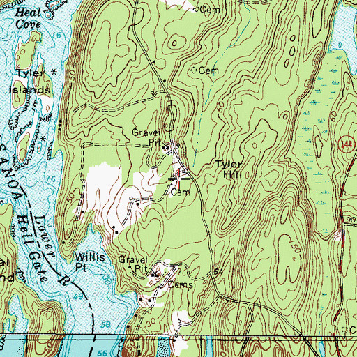 Topographic Map of Willis Harrington Cemetery, ME