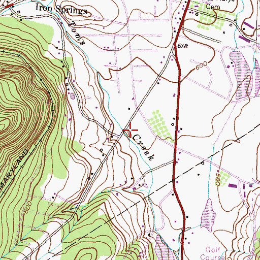 Topographic Map of Jacks Mountain Covered Bridge, PA