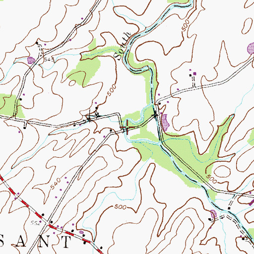 Topographic Map of John's Burnt Mill Bridge, PA