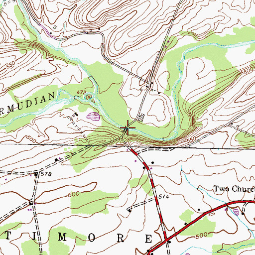 Topographic Map of Pond Mill Bridge, PA