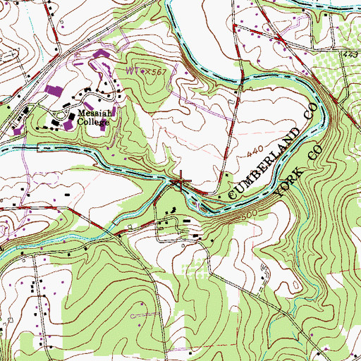 Topographic Map of Gilbert Bridge, PA
