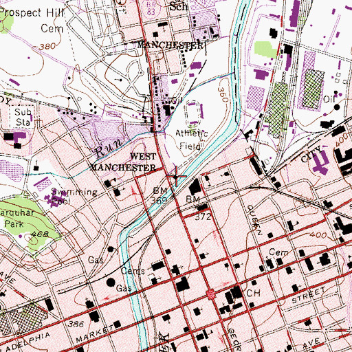 Topographic Map of York Armory, PA