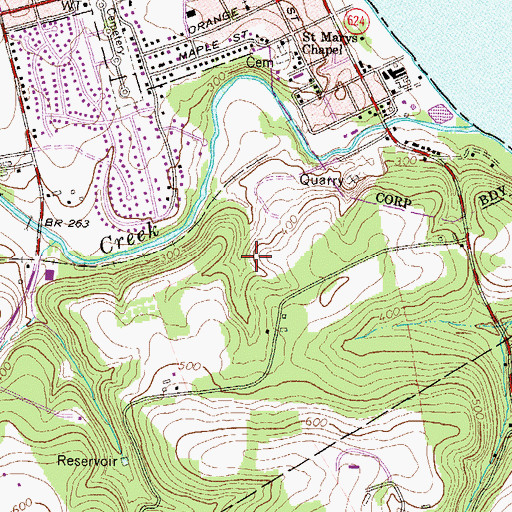 Topographic Map of County Line Quarry, PA
