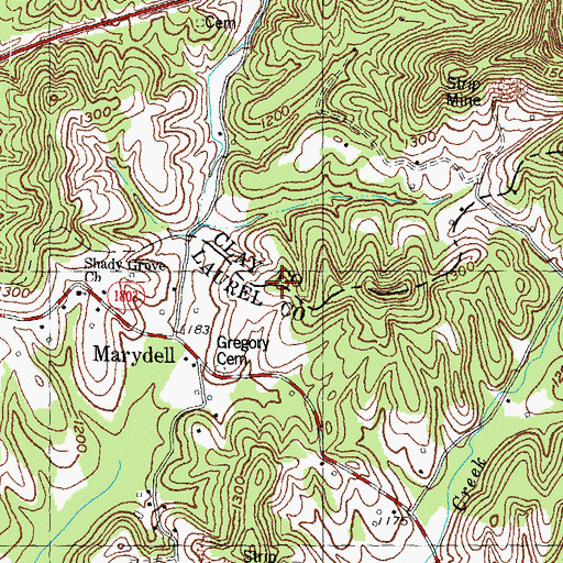 Topographic Map of Cut Off Knob, KY