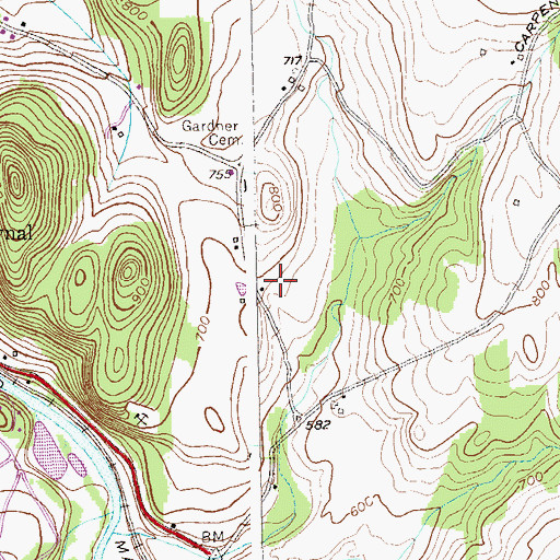 Topographic Map of Hidden Pasture Farm, VT