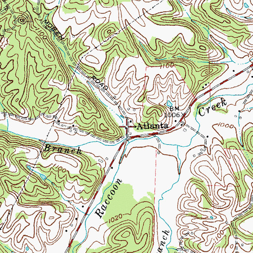 Topographic Map of Atlanta Railroad Station (historical), KY