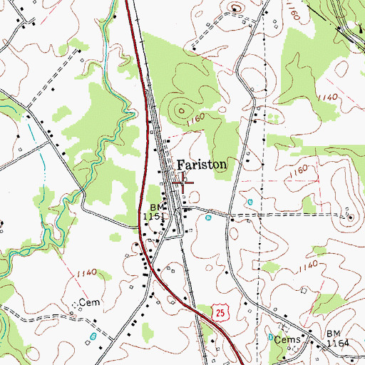 Topographic Map of Fariston Railroad Station (historical), KY