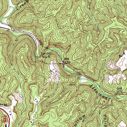 Topographic Map of Faulkners Railroad Station (historical), KY