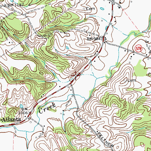 Topographic Map of Feltners Railroad Station (historical), KY