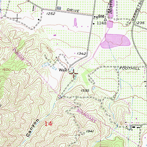 Topographic Map of Main Street Canyon, CA