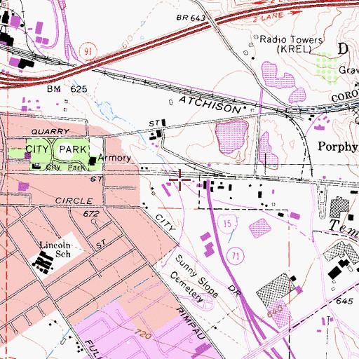 Topographic Map of Main Street Wash, CA