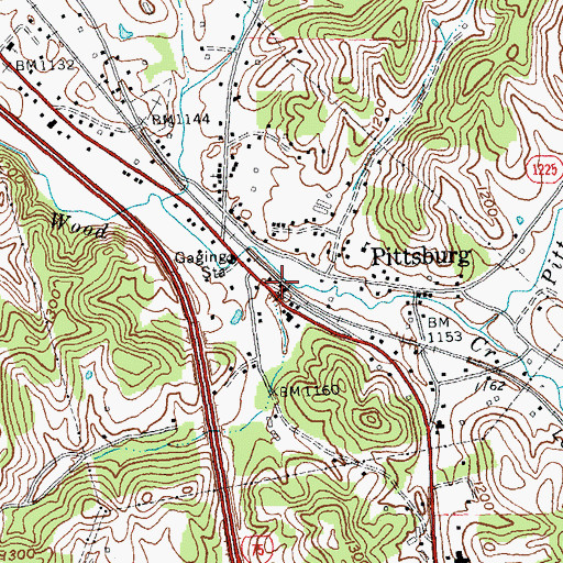 Topographic Map of Pittman Railroad Station (historical), KY