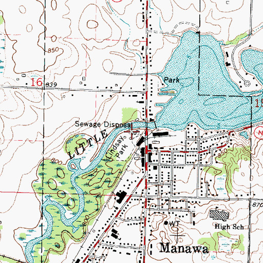 Topographic Map of Manawa Wastewater Treatment Facility, WI