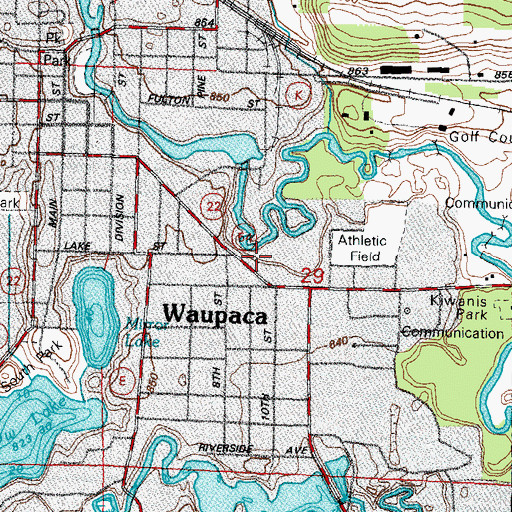 Topographic Map of Waupaca Wastewater Treatment Plant, WI