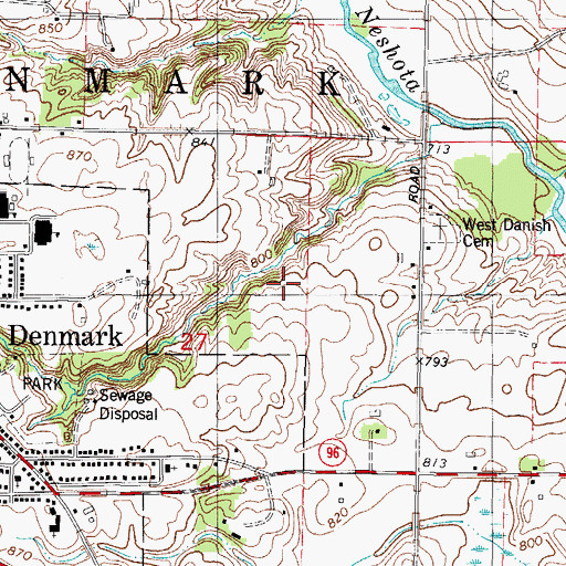 Topographic Map of Denmark Wastewater Treatment Plant, WI