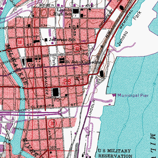 Topographic Map of Northwestern Mutual Place, WI