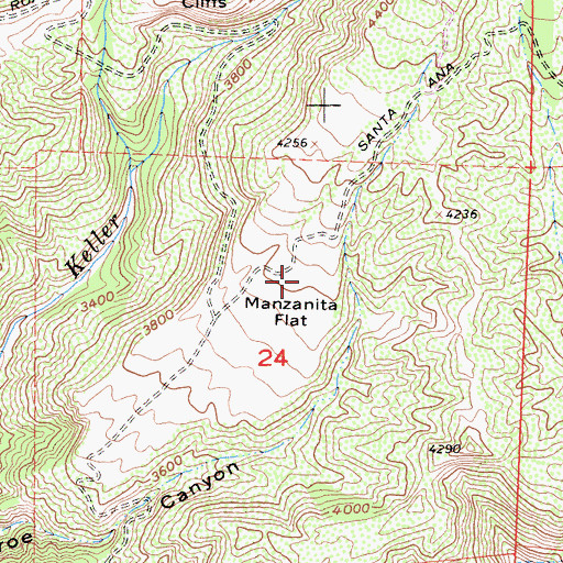 Topographic Map of Manzanita Flat, CA
