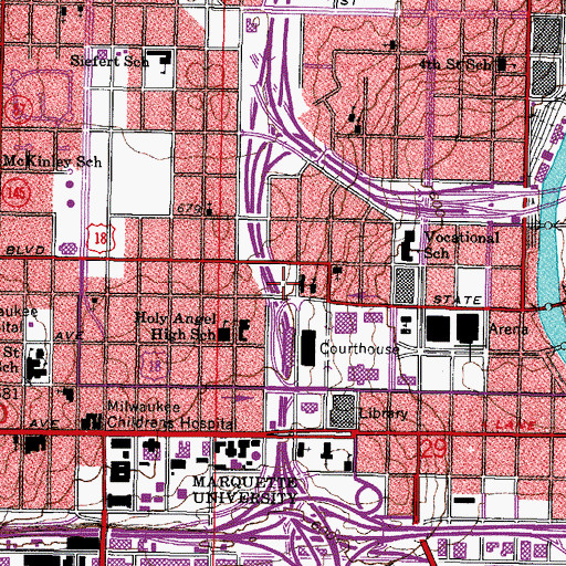 Topographic Map of Milwaukee Secure Detention Facility, WI