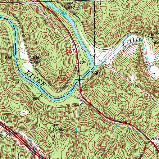 Topographic Map of Rockcastle River Bridge, KY