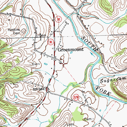 Topographic Map of Bowling Railroad Station (historical), KY