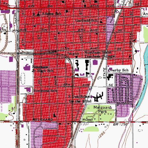 Topographic Map of Beulah Williams Library, SD
