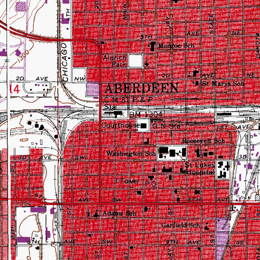 Topographic Map of Ruth Bunker Memorial Library, SD