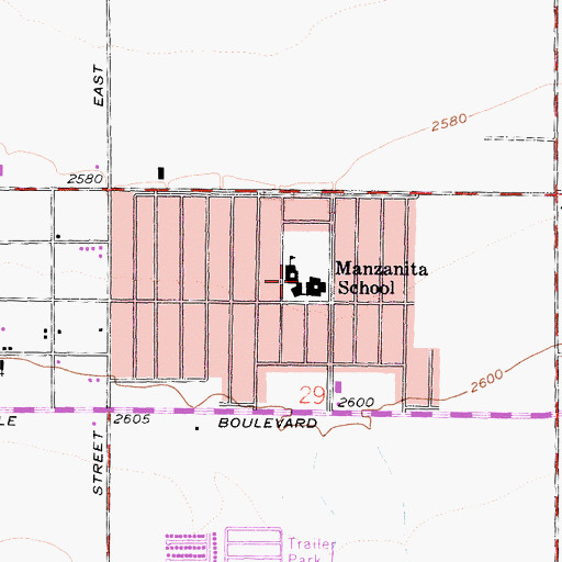 Topographic Map of Manzanita Elementary School, CA