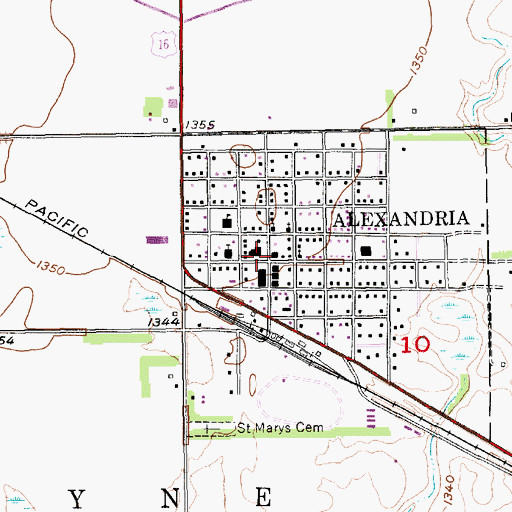 Topographic Map of Alexandria Public Library, SD