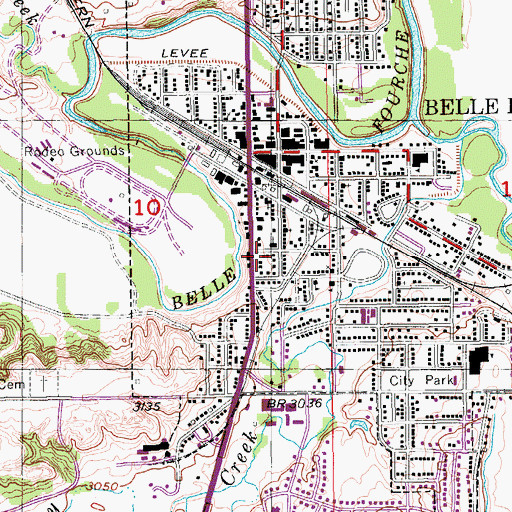 Topographic Map of Belle Fourche Public Library, SD