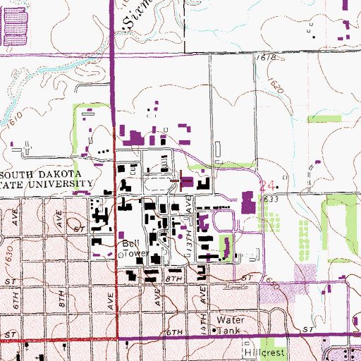 Topographic Map of H M Briggs Library, SD