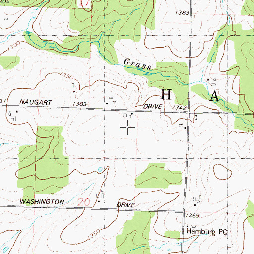 Topographic Map of Kreuger Farms, WI