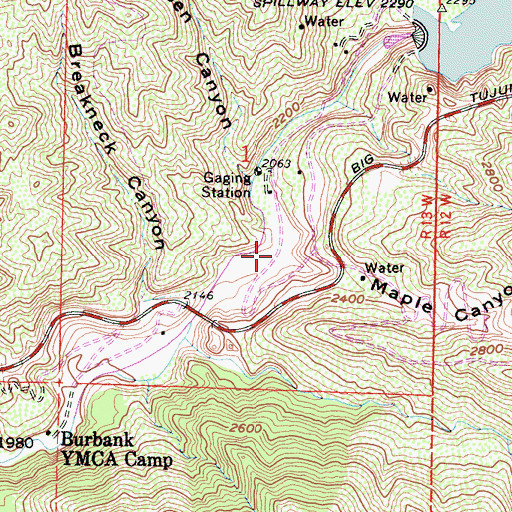 Topographic Map of Maple Canyon, CA