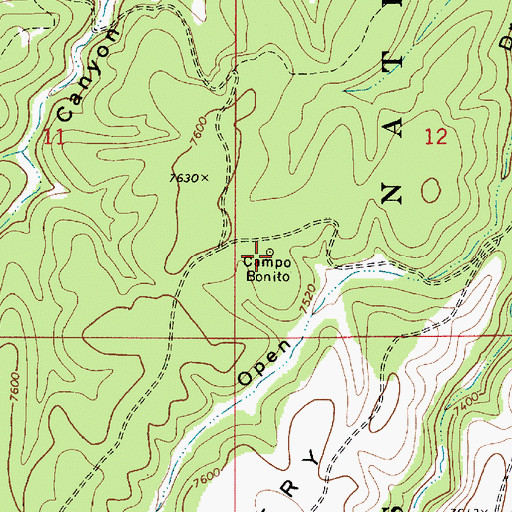 Topographic Map of Campo Bonito, AZ
