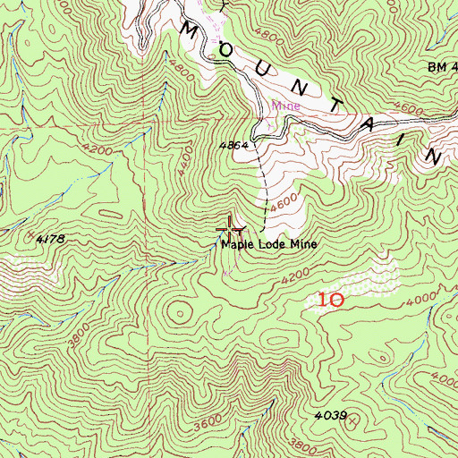 Topographic Map of Maple Lode Mine, CA