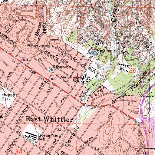 Topographic Map of Mar Vista-Whittier Area Cooperative Special Education Program, CA