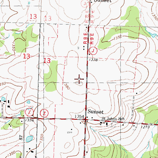 Topographic Map of Stam Farms, WI