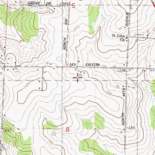 Topographic Map of Falcon Valley Farms, WI