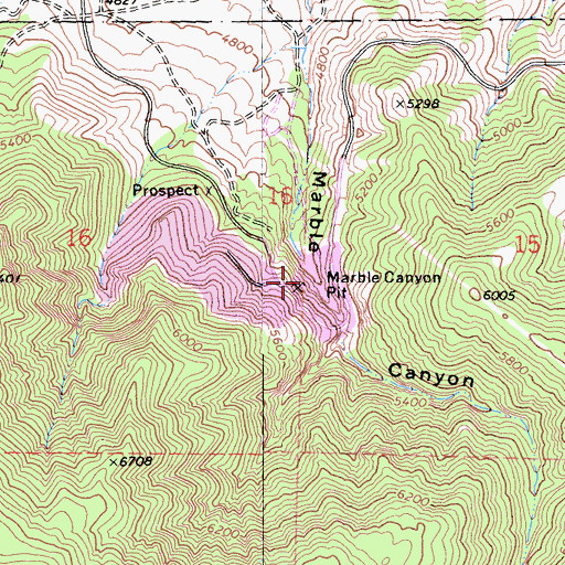 Topographic Map of Marble Canyon Pit, CA