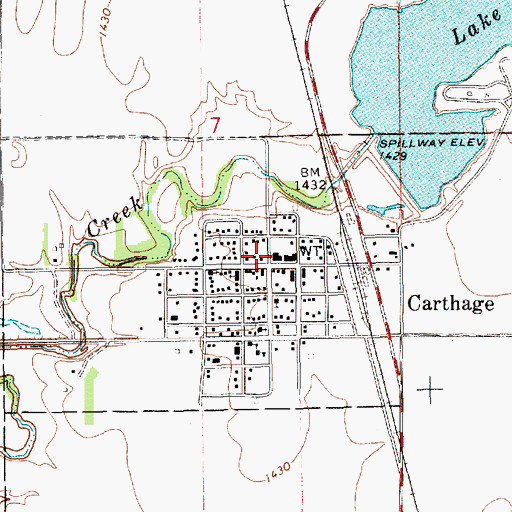 Topographic Map of Carthage Public Library, SD