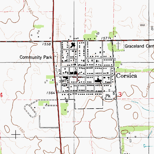 Topographic Map of Priscilla Club Library, SD