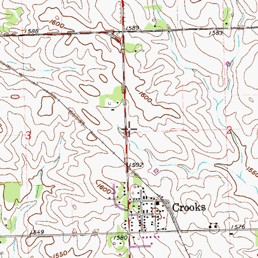 Topographic Map of Crooks Branch Library, SD