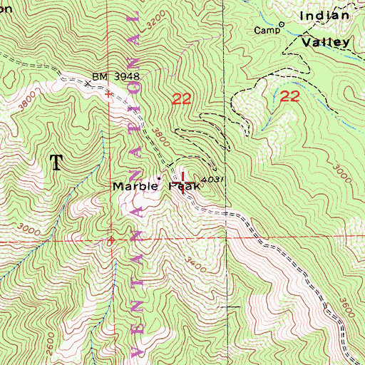 Topographic Map of Marble Peak, CA