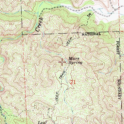 Topographic Map of Mare Spring, CA