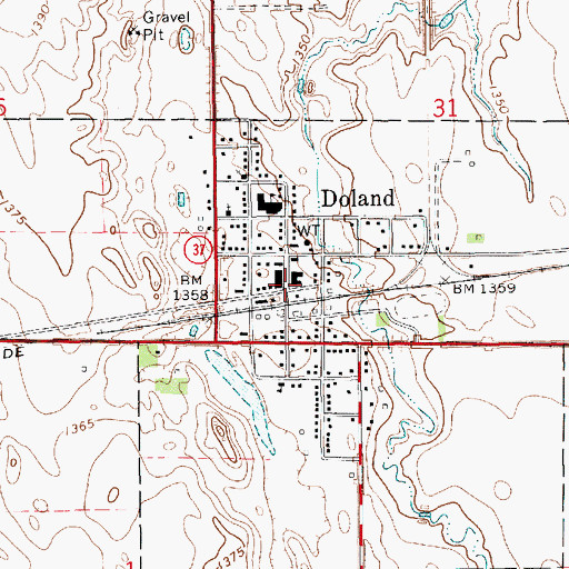 Topographic Map of Sherwood Memorial Library, SD